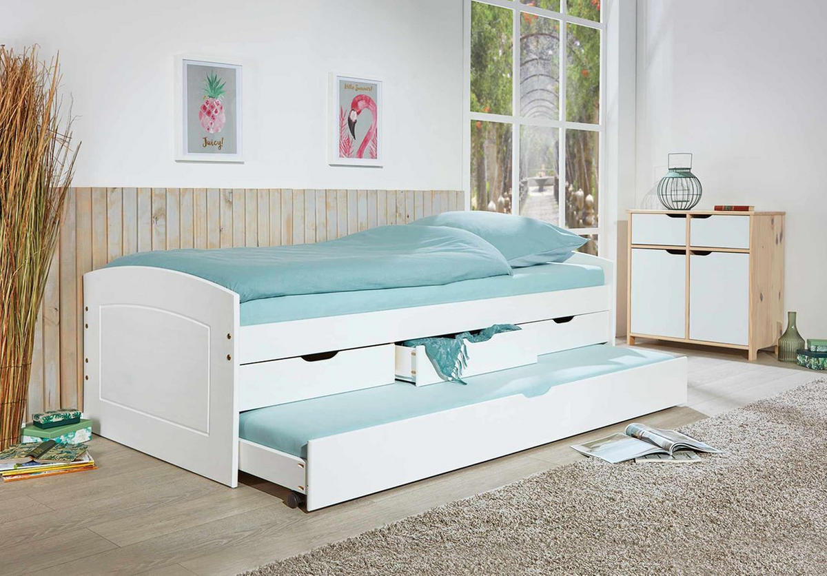 KREVET    205/63/98 cm  bela  - bela, Moderno, drvo (205/63/98cm) - Carryhome