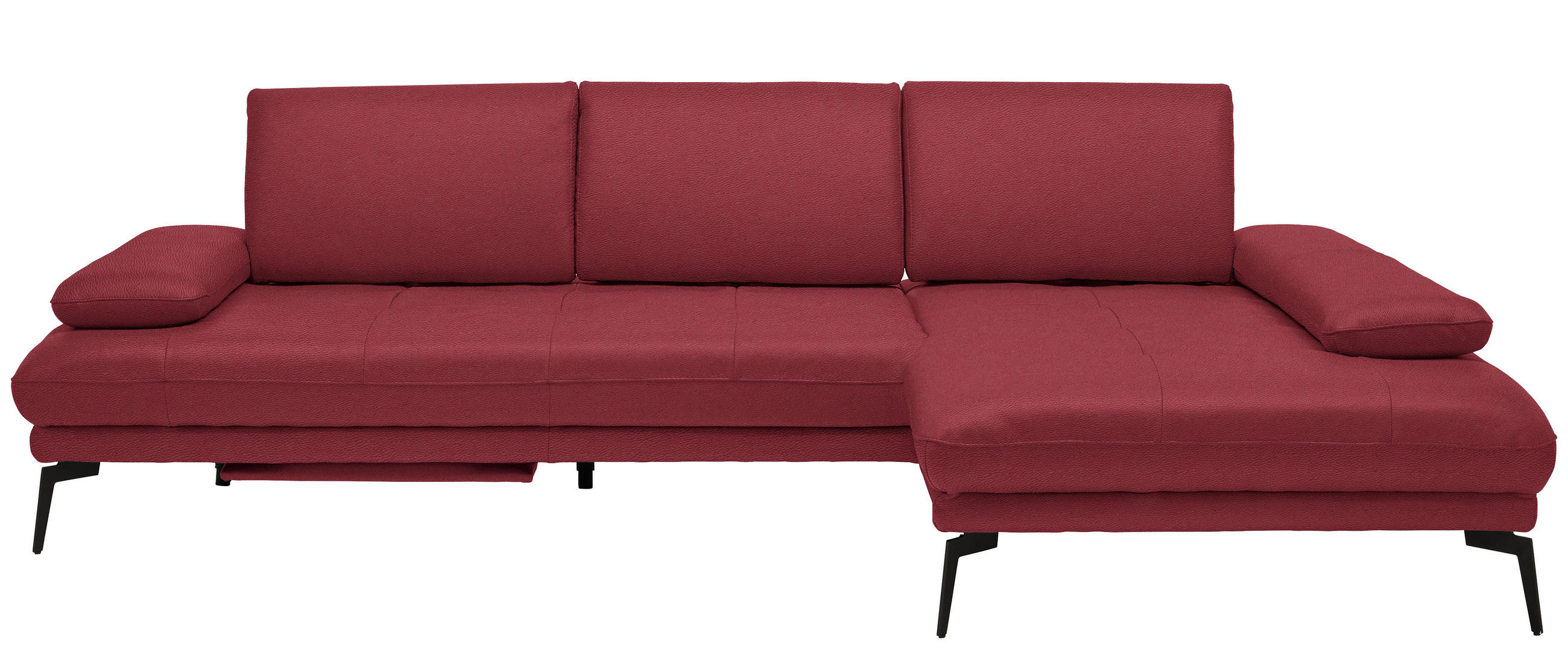 ECKSOFA in Echtleder Rot  - Rot/Schwarz, Design, Leder/Metall (273/187cm) - Celina Home