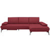 ECKSOFA in Echtleder Rot  - Rot/Schwarz, Design, Leder/Metall (273/187cm) - Celina Home
