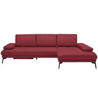 ECKSOFA in Echtleder Rot  - Rot/Schwarz, Design, Leder/Metall (273/187cm) - Celina Home