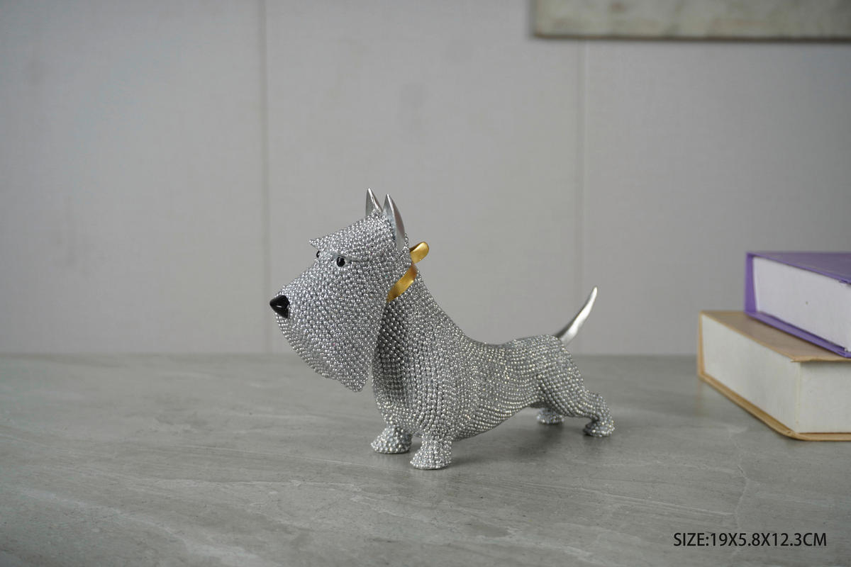 DEKOR ÁLLATFIGURA - ezüstszínű, Basics, műanyag (19/6/12,3cm)