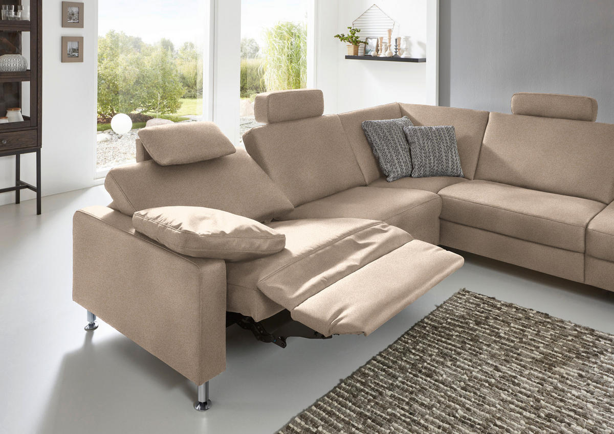ECKSOFA in Mikrofaser Beige  - Beige/Alufarben, Design, Textil/Metall (275/242cm) - Dieter Knoll