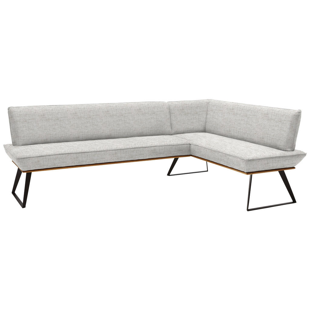 Thumbnail - Voleo Eckbank, Schwarz, Eiche, Beige, Holz, Metall, Textil, Eiche, massiv, 4-5-Sitzer, Eckteil, L-Form, 203x163 cm, Stof...
