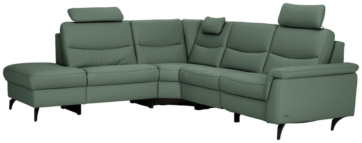 ECKSOFA in Echtleder Waldgrün  249/280 cm  - Waldgrün/Anthrazit, Design, Leder/Metall (249/280cm) - Himolla Komfortklass