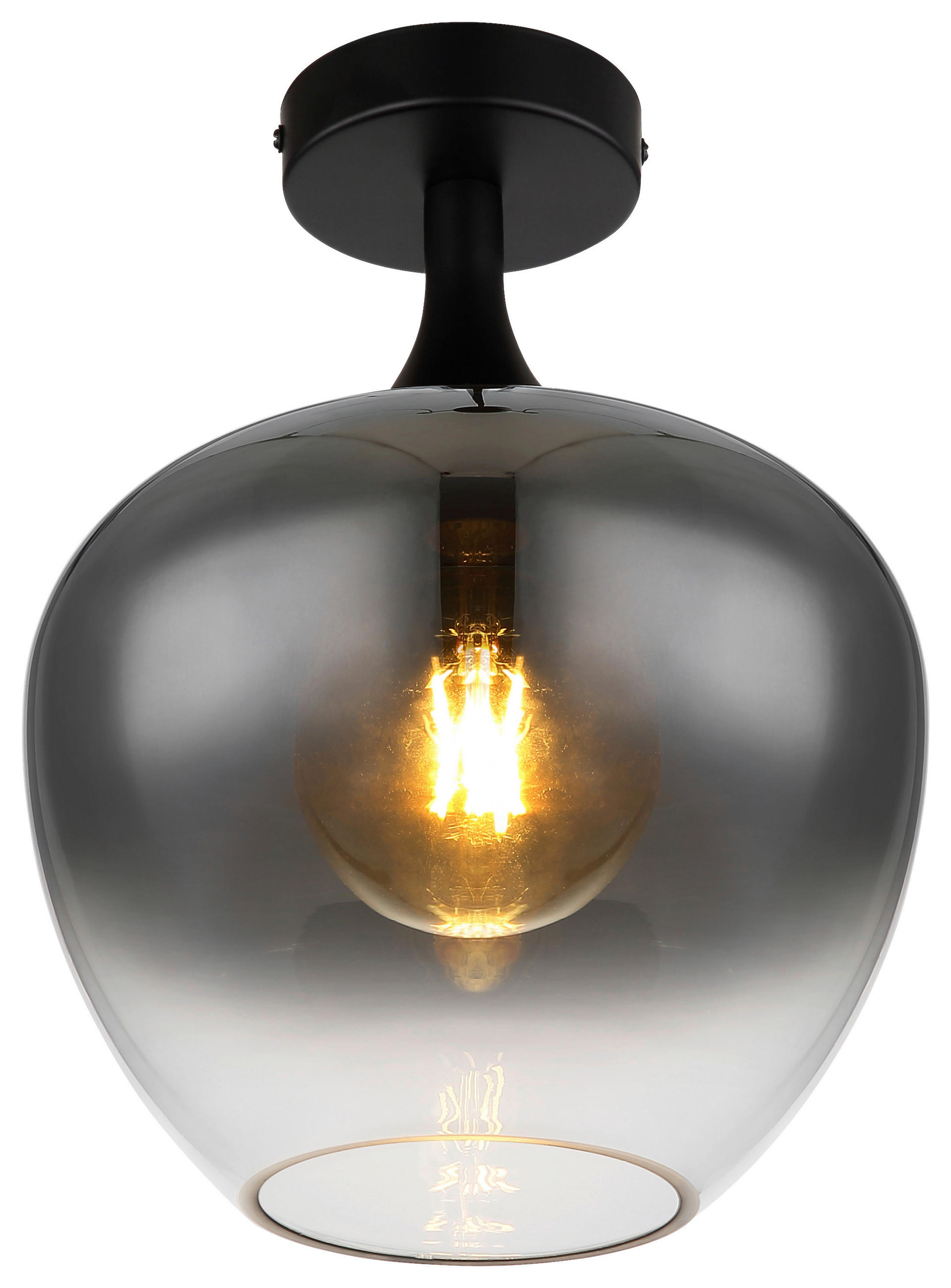 DECKENLEUCHTE 24/31,5 cm   - Schwarz, Design, Glas/Metall (24/31,5cm) - Collet's Monde