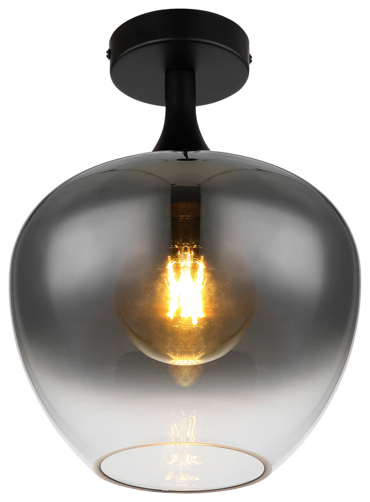 DECKENLEUCHTE 24/31,5 cm   - Schwarz, Design, Glas/Metall (24/31,5cm) - Collet's Monde