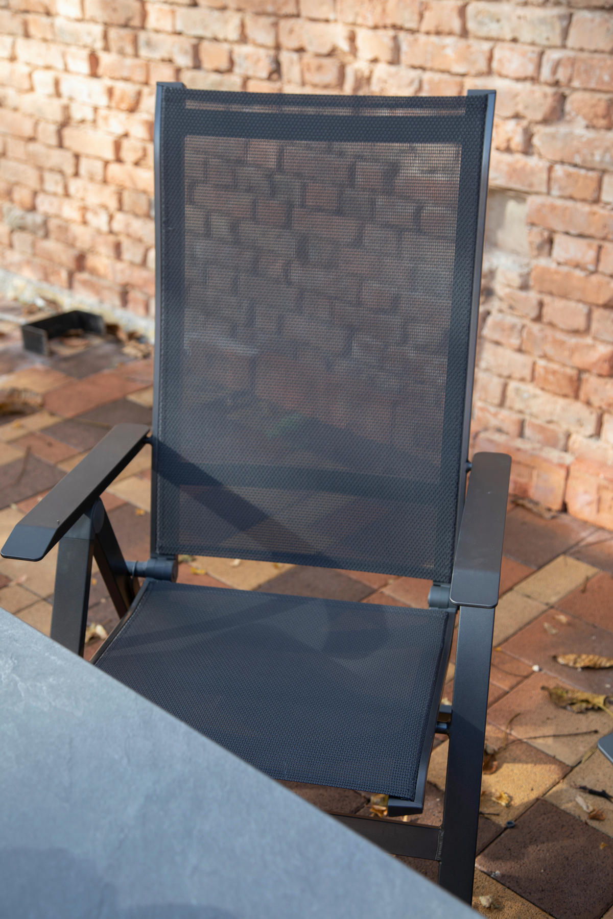 GARTENSET beschichtet Aluminium  - Anthrazit/Schwarz, Basics, Textil/Metall (160+60/98/74cm) - Acamp