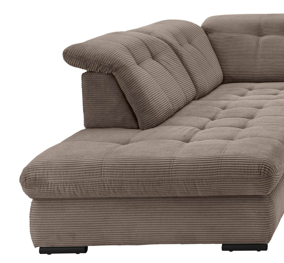 WOHNLANDSCHAFT in Cord Graubraun  - Graubraun/Schwarz, Modern, Textil/Metall (252/387/184cm) - Livetastic