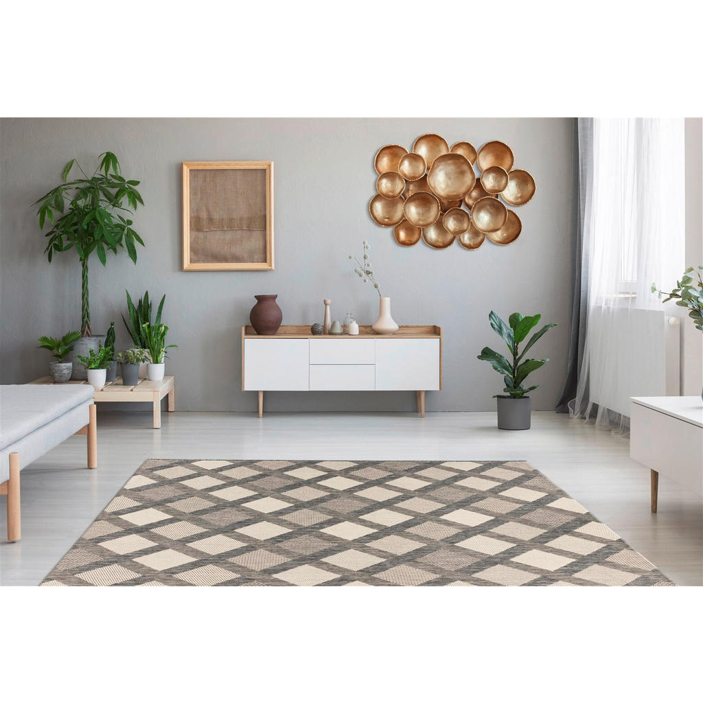 Thumbnail - Kayoom Läufer Splash 800 Creme / Grau, Creme, Grau, Textil, Retro, rechteckig, 80x150 cm, pflegeleicht, Teppiche & Böden...