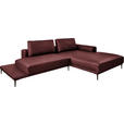ECKSOFA  in Echtleder Bordeaux  304/201 cm  - Bordeaux/Schwarz, Design, Leder/Metall (304/201cm) - Belluti