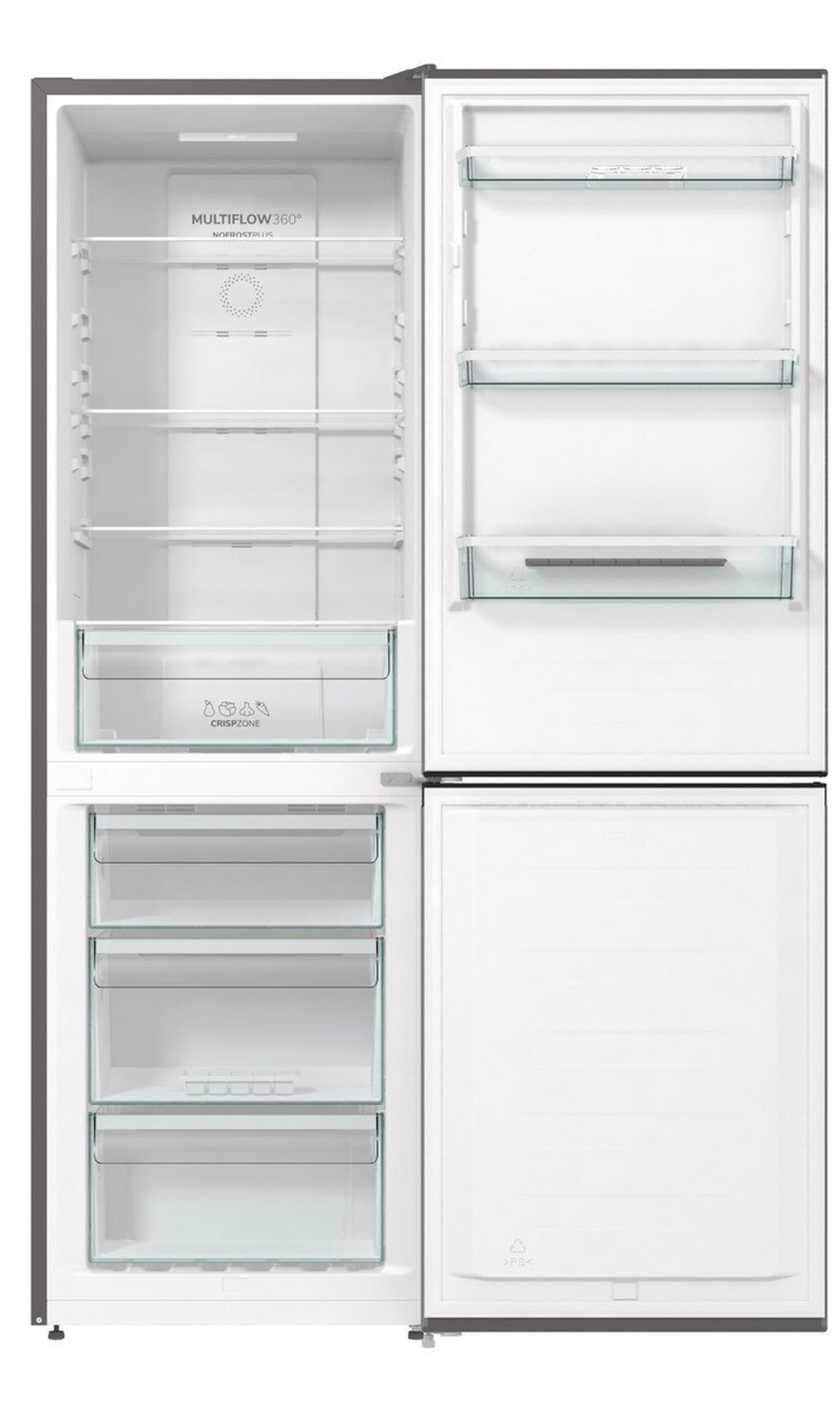 KÜHL-GEFRIER-KOMBINATION N61EA2XL4  - Edelstahlfarben, Basics, Glas/Kunststoff (60/185/59,2cm) - Gorenje