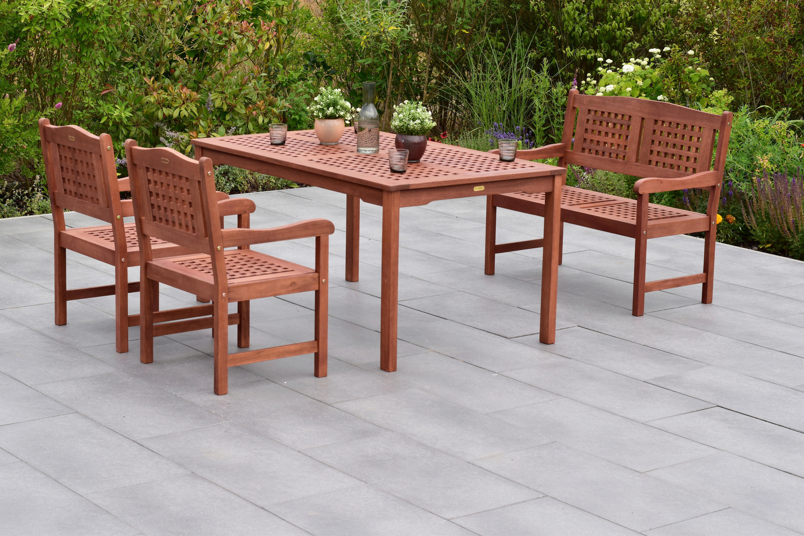 GARTENSET Eukalyptusholz massiv  - Naturfarben, MODERN, Holz - Gardenson
