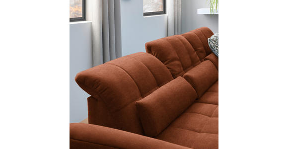 ECKSOFA  in Flachgewebe Rostfarben  341/204 cm  - Rostfarben/Schwarz, Design, Textil/Metall (341/204cm) - Xora