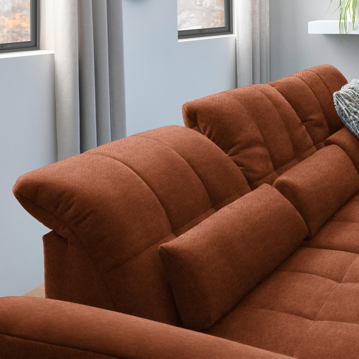 ECKSOFA  in Flachgewebe Rostfarben  341/204 cm  - Rostfarben/Schwarz, Design, Textil/Metall (341/204cm) - Xora