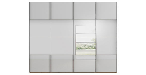 SCHWEBETÜRENSCHRANK  in Eiche Artisan, Seidengrau  - Chromfarben/Seidengrau, Design, Glas/Holzwerkstoff (271/223/68cm) - Novel