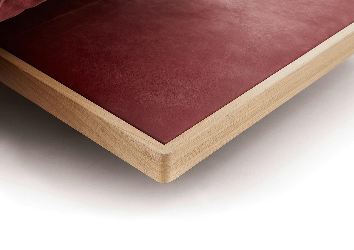 2-SITZER-SOFA Bordeaux Echtleder  - Bordeaux/Schwarz, Design, Leder/Holz (240/80-112/115-159cm) - Koinor