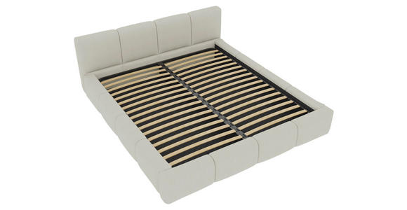 POLSTERBETT 180/200 cm,  in Beige, Lattenrost, Bettkasten,  - Beige/Schwarz, Design, Holz/Textil (180/200cm) - Xora