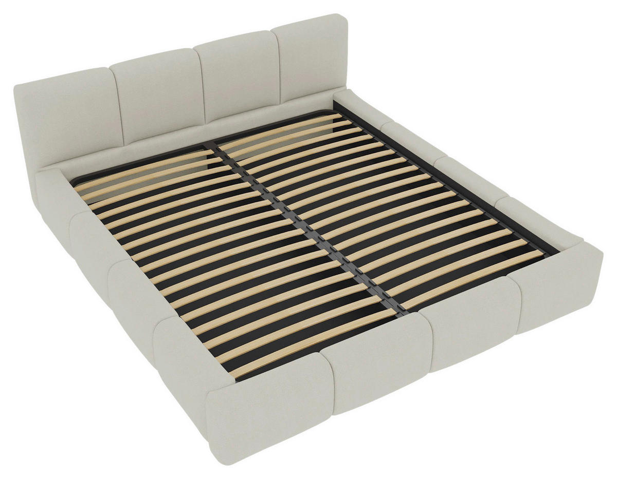 POLSTERBETT 180/200 cm,  in Beige, Lattenrost, Bettkasten,  - Beige/Schwarz, Design, Holz/Textil (180/200cm) - Xora