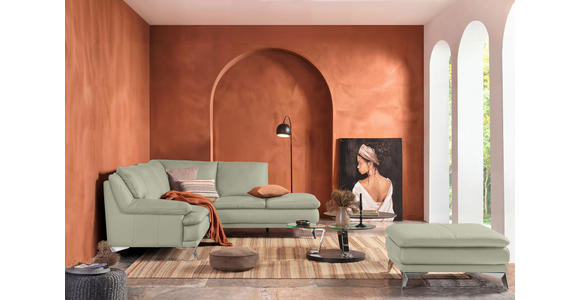 ECKSOFA Taupe Echtleder  - Taupe/Chromfarben, Design, Leder/Metall (242/224cm) - Novel