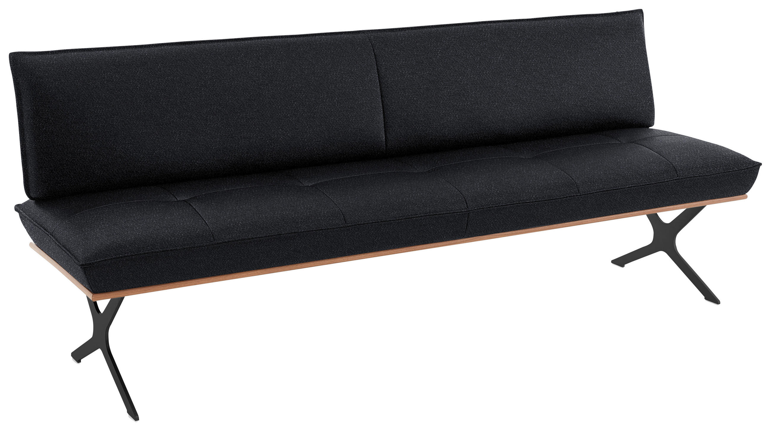 SITZBANK in Holz, Textil Schwarz, Nussbaumfarben, Dunkelblau  - Nussbaumfarben/Schwarz, Design, Holz/Textil (214/88/66cm) - Koinor