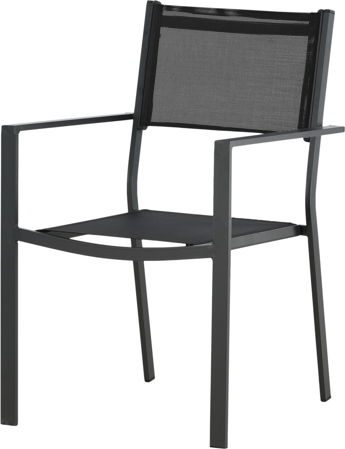 Stapelsessel 2er-Set Aluminium Schwarz  - Schwarz, KONVENTIONELL, Textil/Metall (56.5/88/61cm) - Gardenson