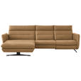 ECKSOFA in Echtleder Honig  169/298 cm  - Schwarz/Honig, Design, Leder/Metall (169/298cm) - Dieter Knoll