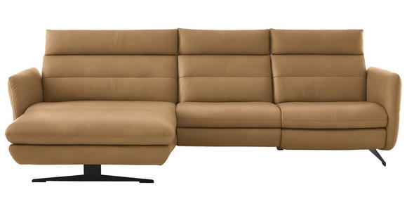 ECKSOFA in Echtleder Honig  169/298 cm  - Schwarz/Honig, Design, Leder/Metall (169/298cm) - Dieter Knoll