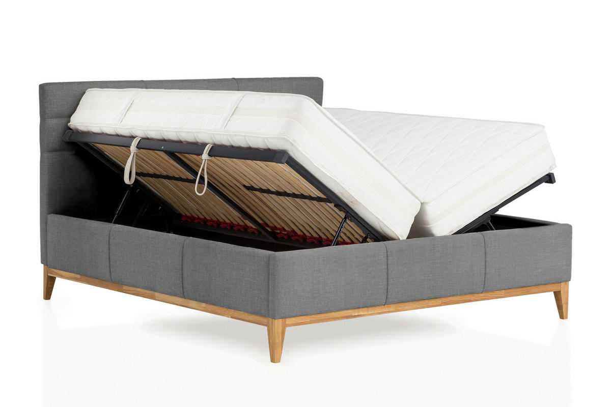 ČALOUNĚNÁ POSTEL, 180/200 cm, šedá - šedá, Basics, dřevo/textil (180/200cm) - Welnova