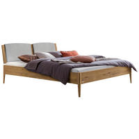 BETT 140/200 cm  in Hellgrau, Wildeiche  - Wildeiche/Hellgrau, KONVENTIONELL, Holz/Textil (140/200cm) - Hasena
