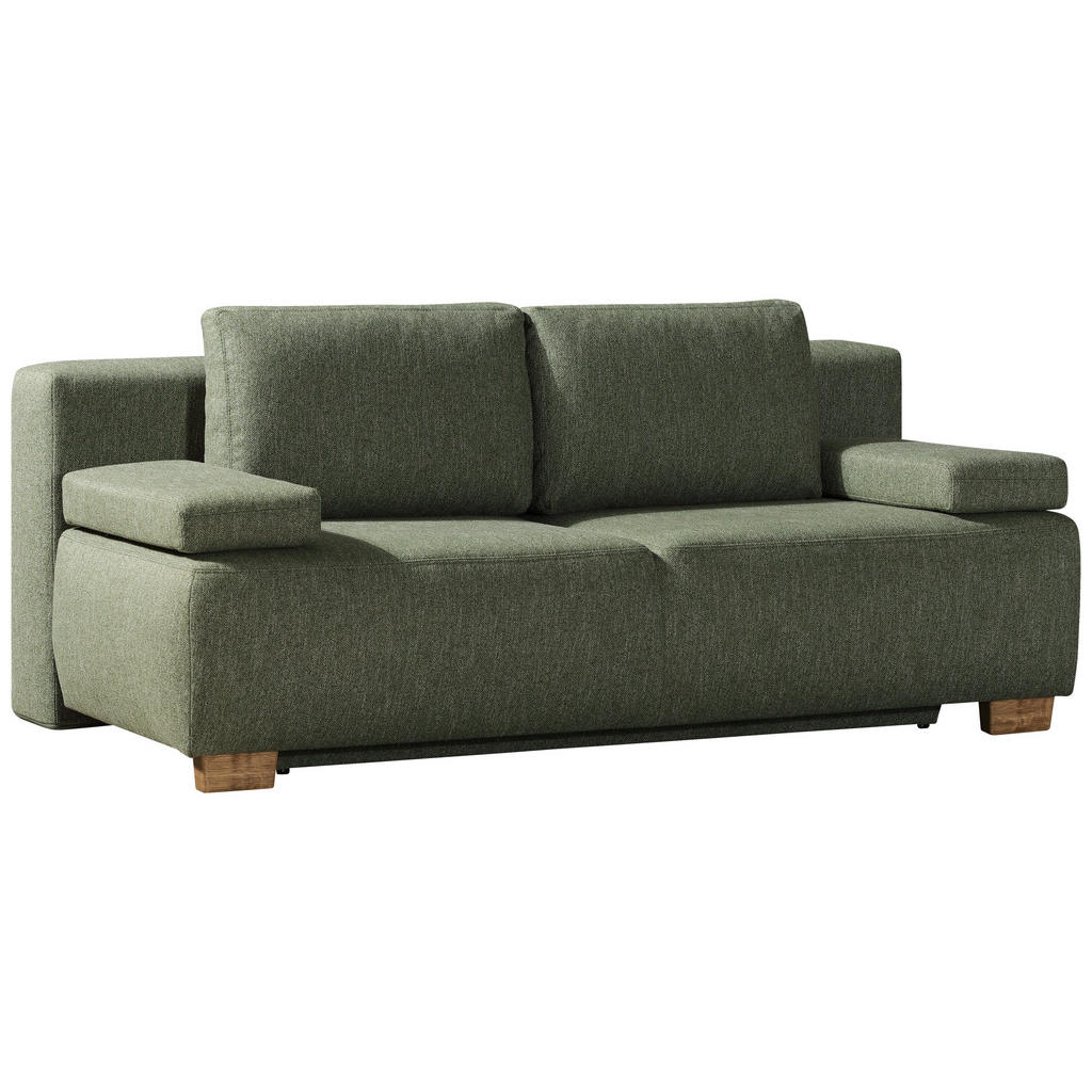 Thumbnail - Novel Boxspringsofa, Grün, Textil, Eiche, Uni, 2-Sitzer, 205x93x108 cm, Fußauswahl, Stoffauswahl, Liegefunktion, Schlafe...
