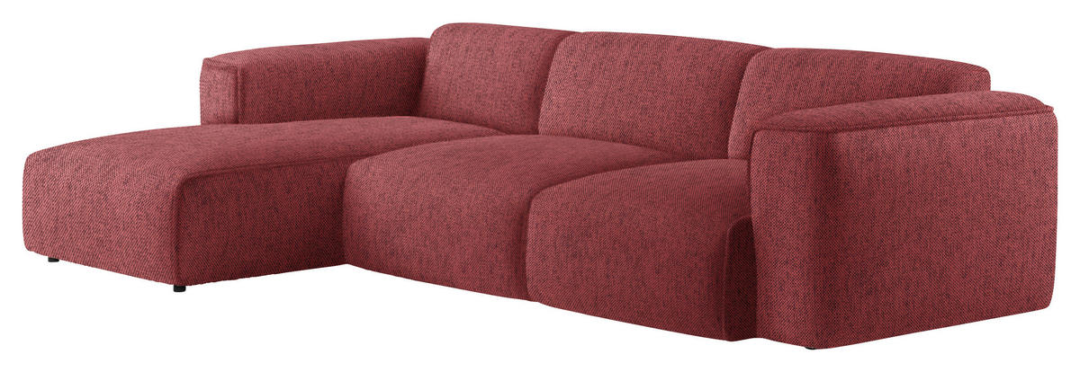 ECKSOFA Rot Webstoff Rücken echt  - Rot/Schwarz, Design, Kunststoff/Textil (171/290cm) - home24