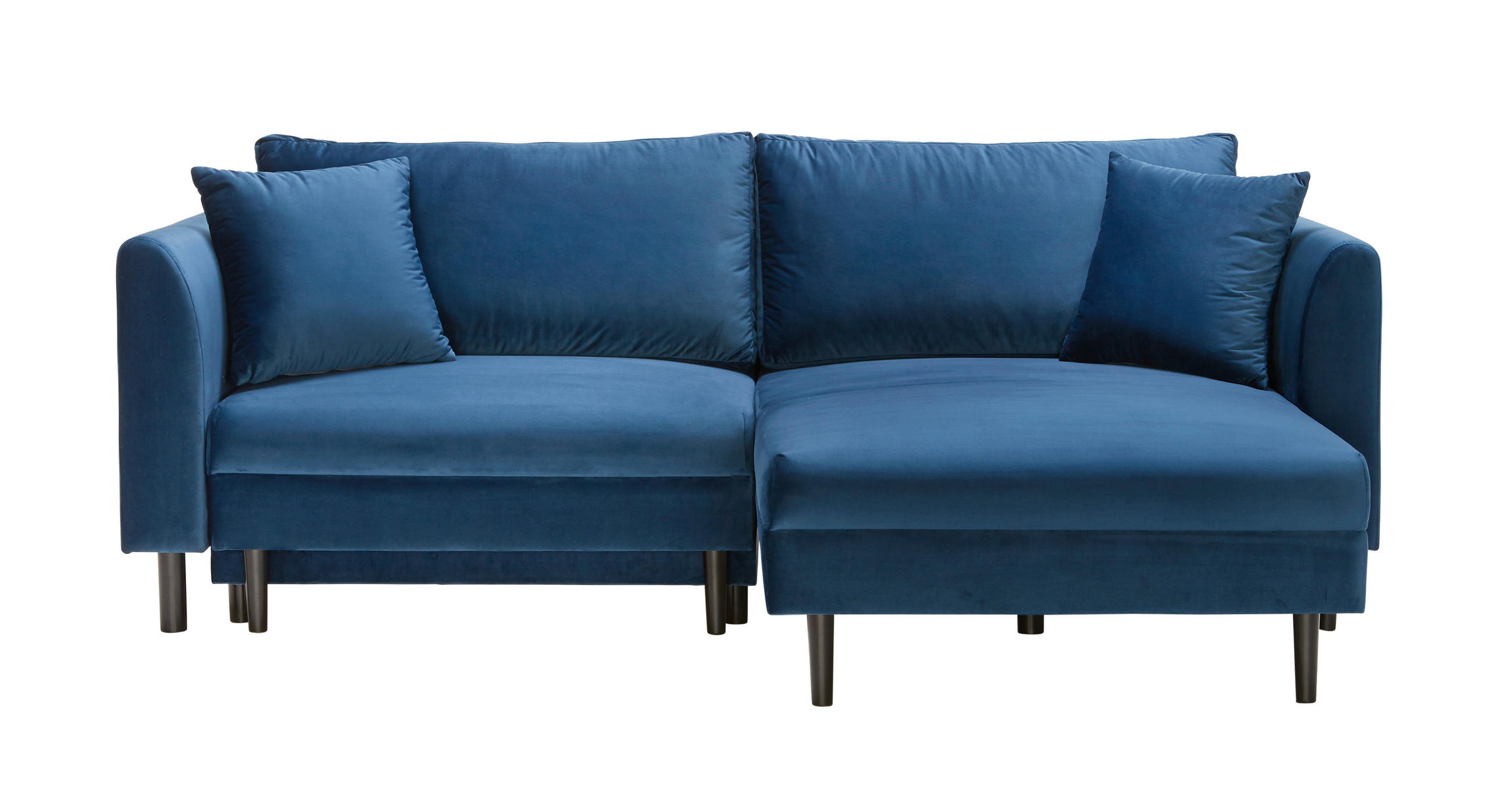 ECKSOFA in Velours Blau  235/165 cm  - Blau/Schwarz, Design, Holz/Textil (235/165cm) - Ti'me