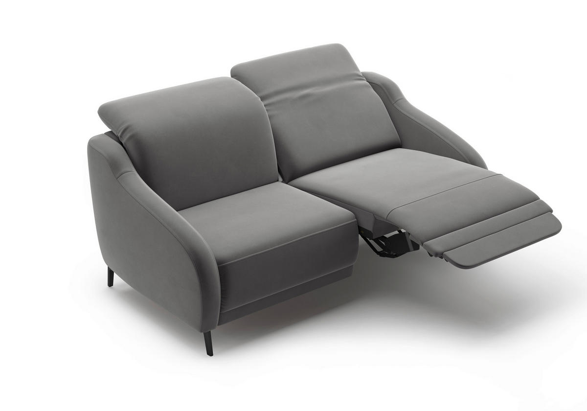 2,5-SITZER in Samt Grau  - Schwarz/Grau, MODERN, Textil/Metall (172/93/104cm) - Sit & More