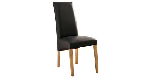 STUHL Lederlook Schwarz, Eichefarben - Eichefarben/Schwarz, KONVENTIONELL, Holz/Textil (47/102/57cm) - Carryhome