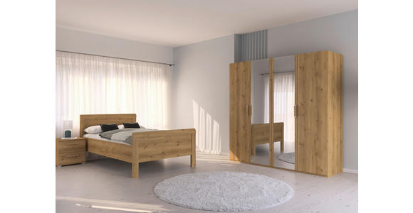 BETT 180/200 cm  in Eichefarben  - Eichefarben, Design, Holzwerkstoff (180/200cm) - Novel