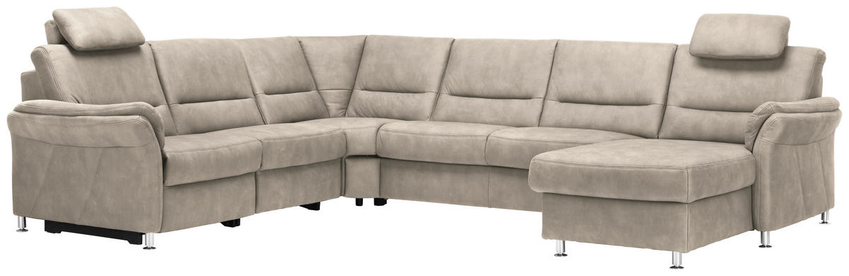 SOFFA i mikrofiber naturfärgad  - aluminiumfärg/naturfärgad, Klassisk, metall/textil (262/335/173cm) - Beldomo System