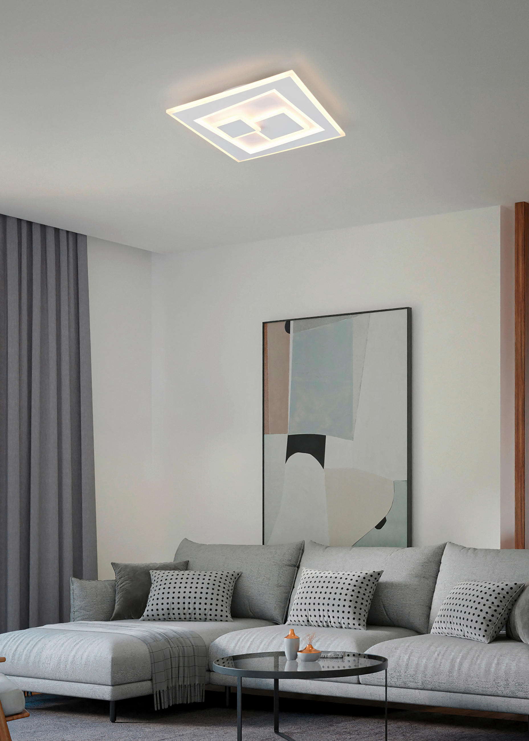 PLAFONIERĂ CU LED - alb, Design, plastic/metal (35,5/35,5/6cm)