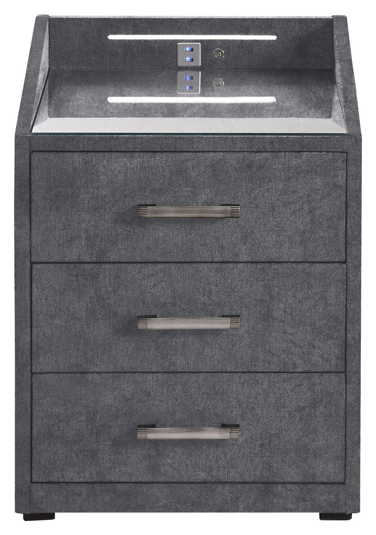 NACHTTISCH 47/61/46 cm  Anthrazit  - Anthrazit/Silberfarben, Design, Holzwerkstoff/Kunststoff (47/61/46cm) - MID.YOU