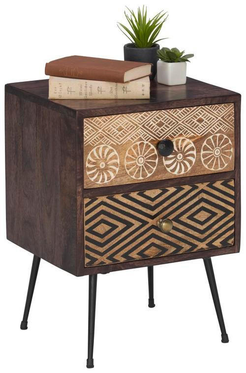 Landscape NOČNÝ STOLÍK, mangové drevo, viacfarebná, tmavohnedá, 40/55/35 cm