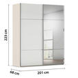 SCHWEBETÜRENSCHRANK 201/223/68 cm 2-türig Weiß, Champagner  - Chromfarben/Champagner, KONVENTIONELL, Glas/Holzwerkstoff (201/223/68cm) - Novel