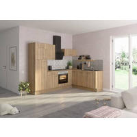ECKKÜCHE 270/200 cm  in Eichefarben  - Edelstahlfarben/Eichefarben, Basics, Holzwerkstoff/Metall (270/200cm) - Optifit