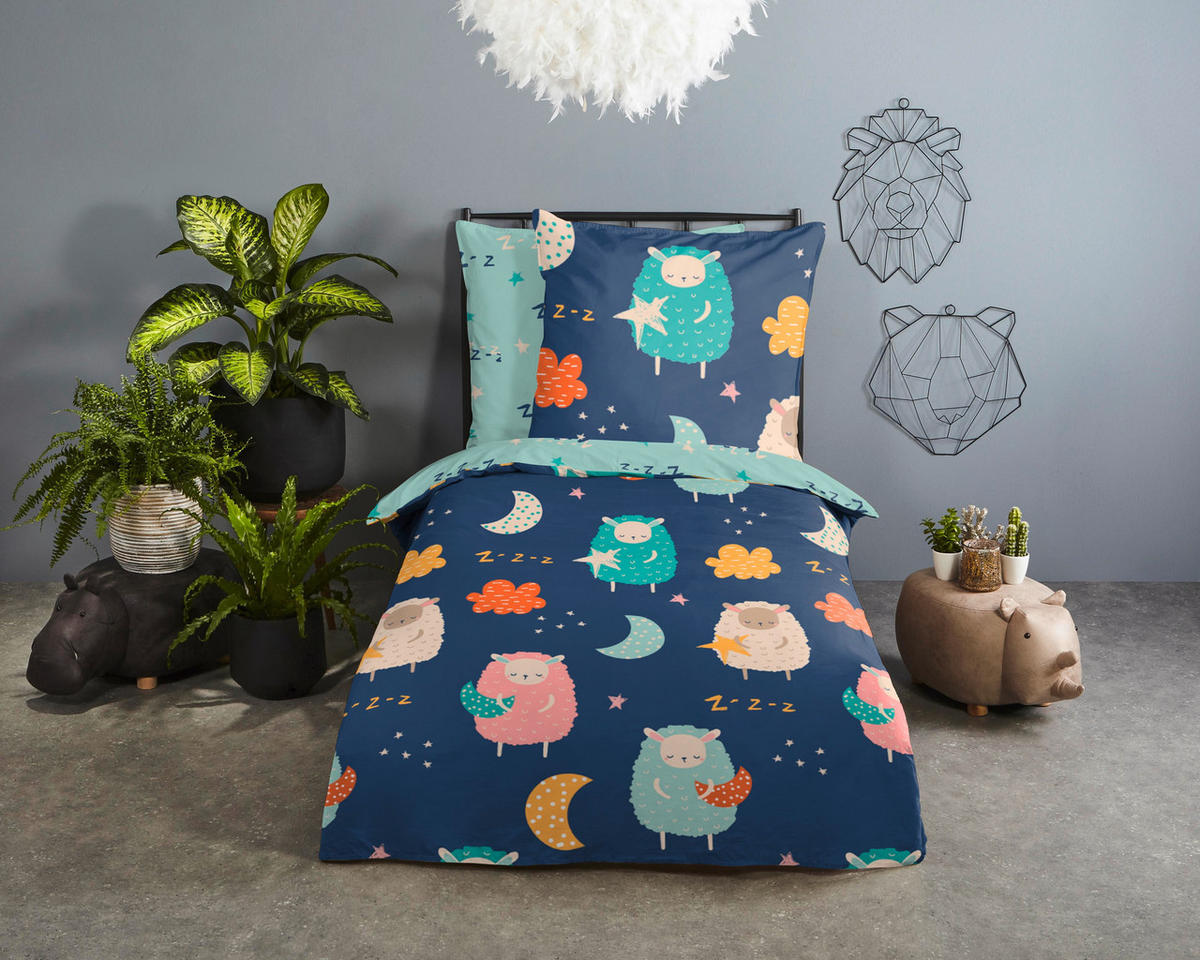 JUGENDBETTWÄSCHE Sheep Renforcé 135/200 cm  - Multicolor, Design, Textil (135/200cm)