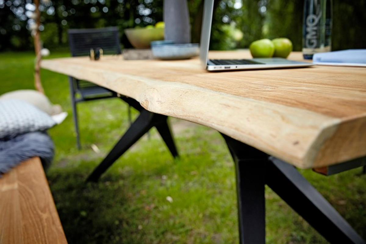GARTENTISCH 220/95/76 cm Holz, Metall rechteckig  - Anthrazit/Teakfarben, Design, Holz/Metall (220/95/76cm) - Musterring