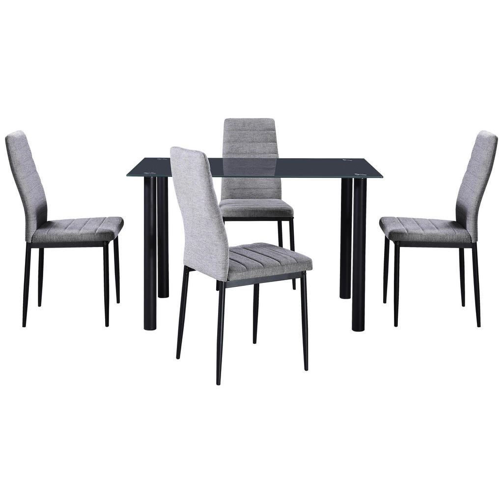 Essgruppe Wels 5-Tlg. Metall/Textil/Glas Grau