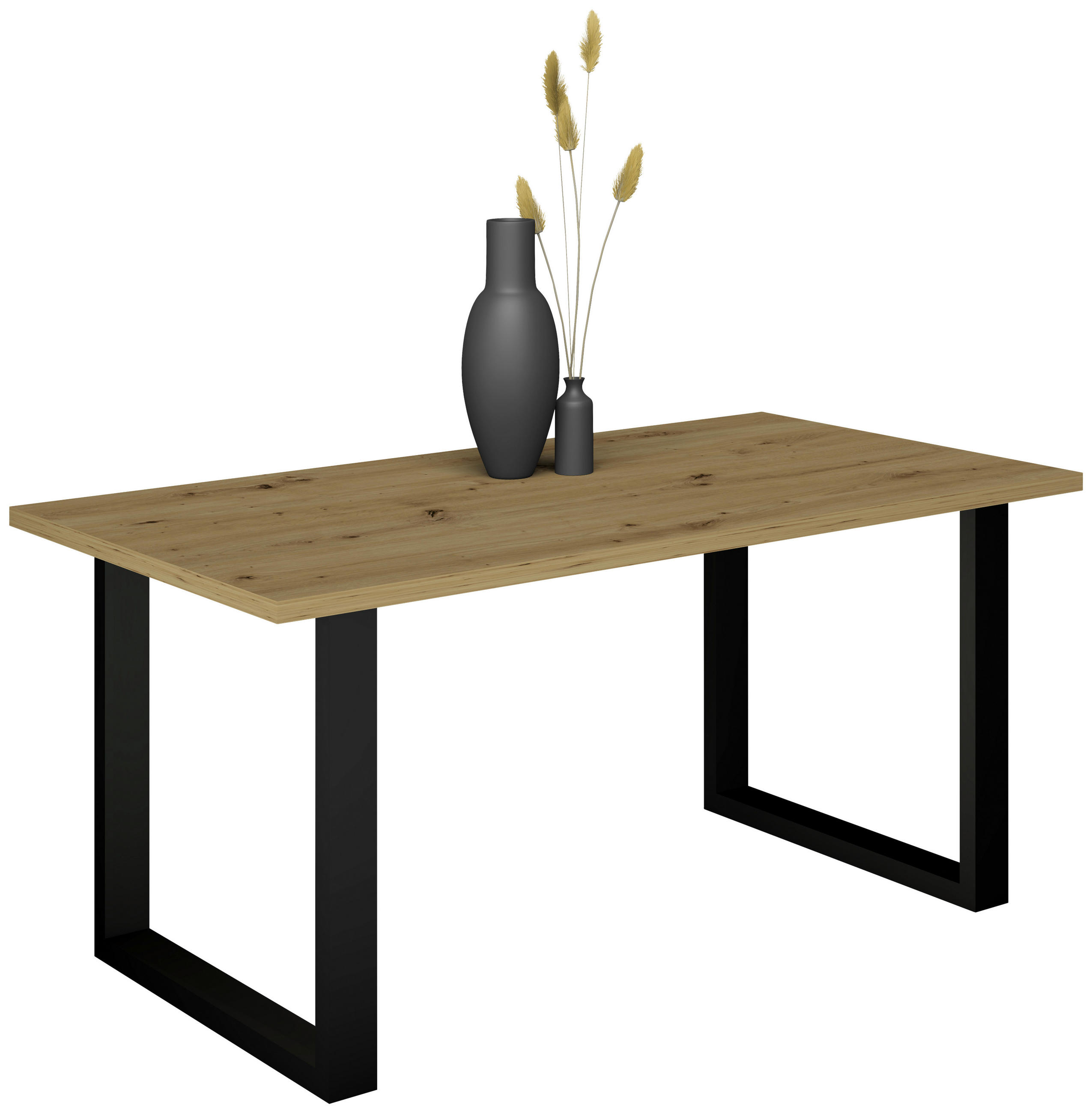 ESSTISCH      - Eichefarben/Schwarz, MODERN, Holzwerkstoff/Metall (140/90/78cm) - Livetastic