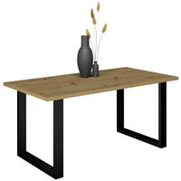 ESSTISCH      - Eichefarben/Schwarz, MODERN, Holzwerkstoff/Metall (140/90/78cm) - Livetastic