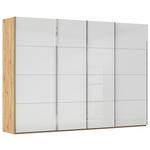 SCHWEBETÜRENSCHRANK  in Weiß, Eiche Artisan  - Chromfarben/Weiß, Design, Glas/Holzwerkstoff (316/223/68cm) - Novel