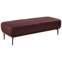 HOCKER in Holz, Leder Bordeaux  - Bordeaux/Bronzefarben, Design, Leder/Holz (151/44/61cm) - Valnatura