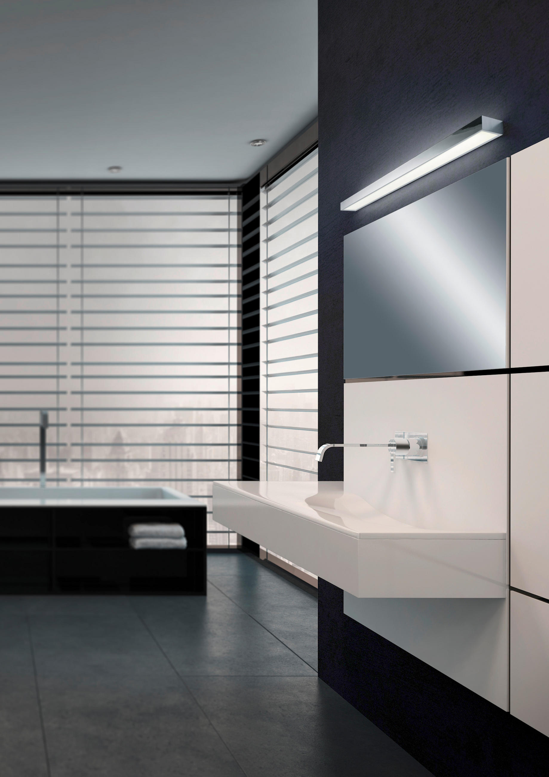 LED-WANDLEUCHTE 90/4,5/8 cm   - Chromfarben, Design, Glas/Metall (90/4,5/8cm) - Helestra