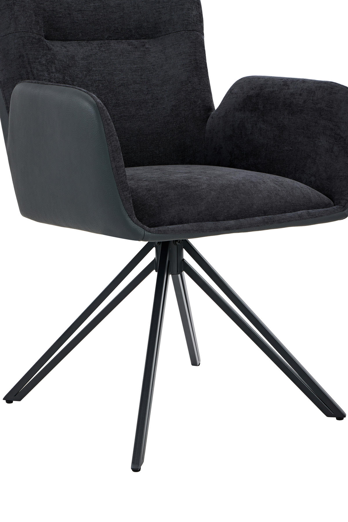 ARMLEHNSTUHL-SET 2 Stück  in Stahl Lederlook, Webstoff  - Schwarz, MODERN, Textil/Metall (57/91/67,5cm) - MID.YOU